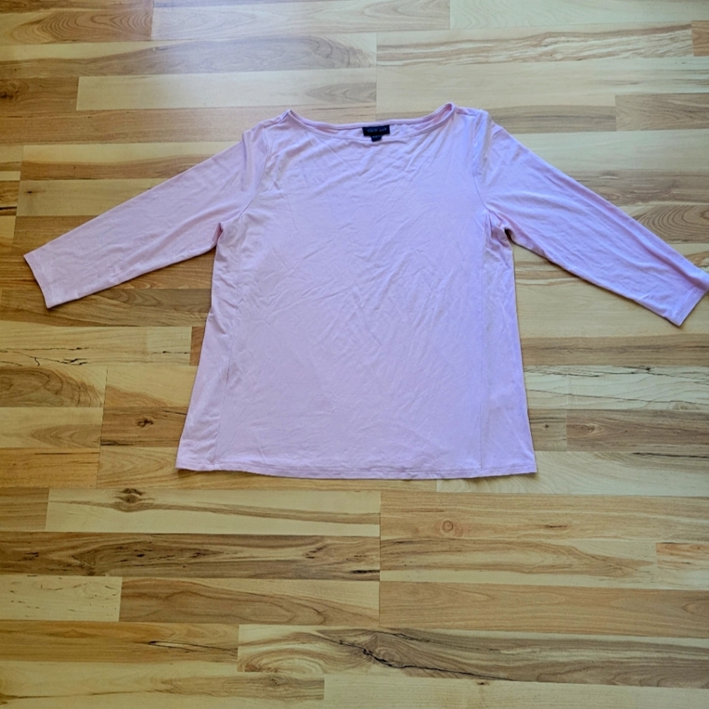 J.Jill Pink 3/4 Sleeve Scoop-Neck Tee